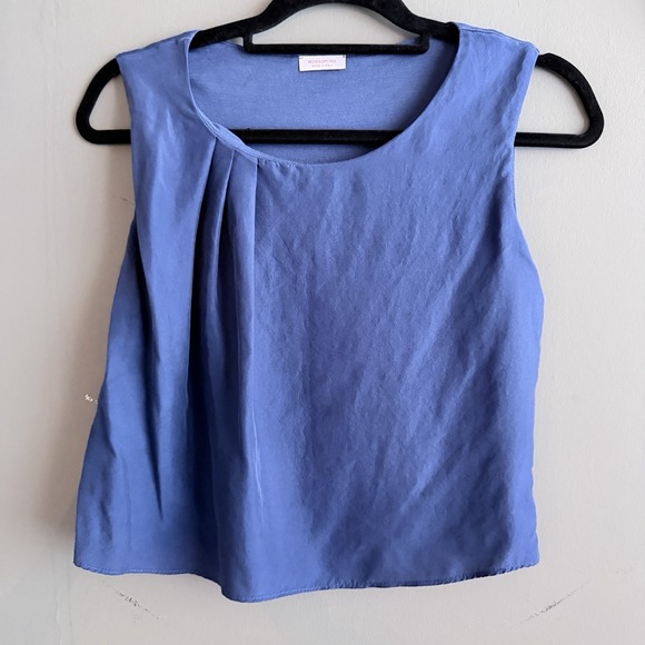 Rossopuro Tops - Rossopuro Italy 100% Silk Sleeveless Draped Blouse Blue Women's XS‎ S